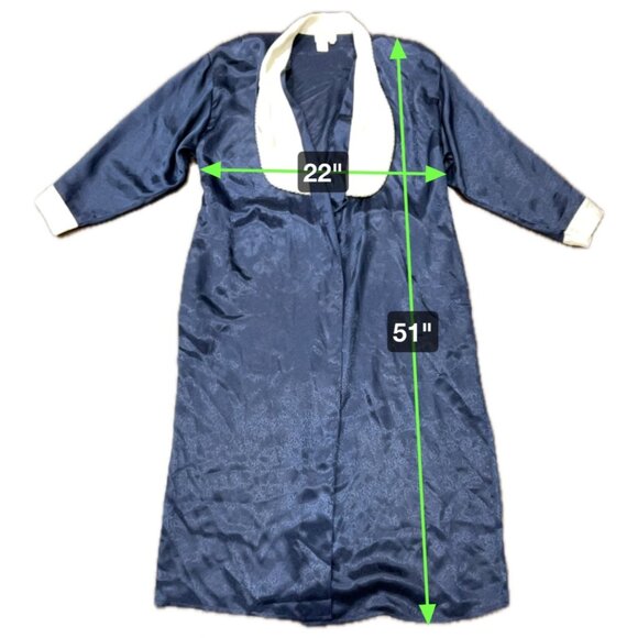 Vintage Emily Daniel Intimate Navy and White Robe With Belt SZ Large - Picture 8 of 9